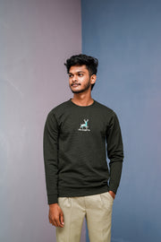 Full Sleeve Round Neck Printed Tshirt - LUCKY TO MEET YOU-Mahendhi Green-T-Shirt-7 Man